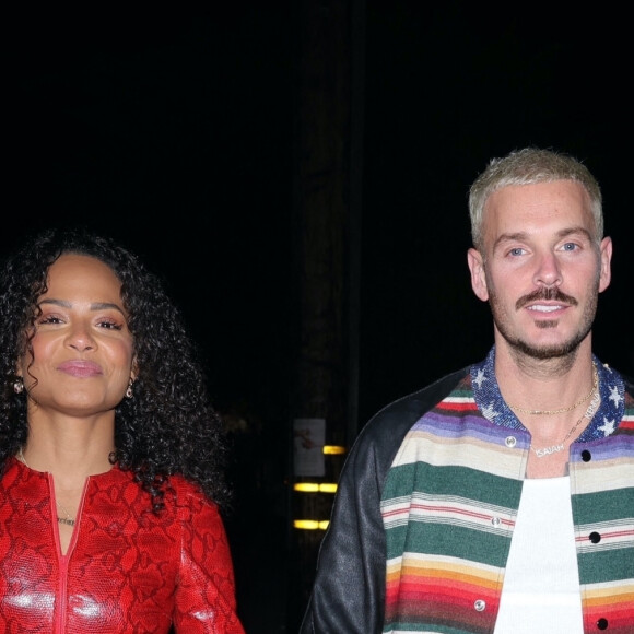 Christina Milian dîne dans un restaurant de Los Angeles avec son mari Matt Pokora dans une robe rouge.