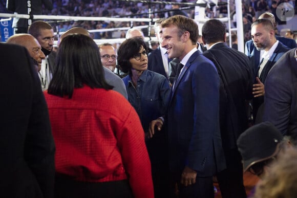Emmanuel Macron et Rachida Dati - Le président Emmanuel Macron assiste au gala de boxe "La Conquête" à Roland Garros, Paris le 10 septembre 2021. © JB Autissier / Panoramic / Bestimage