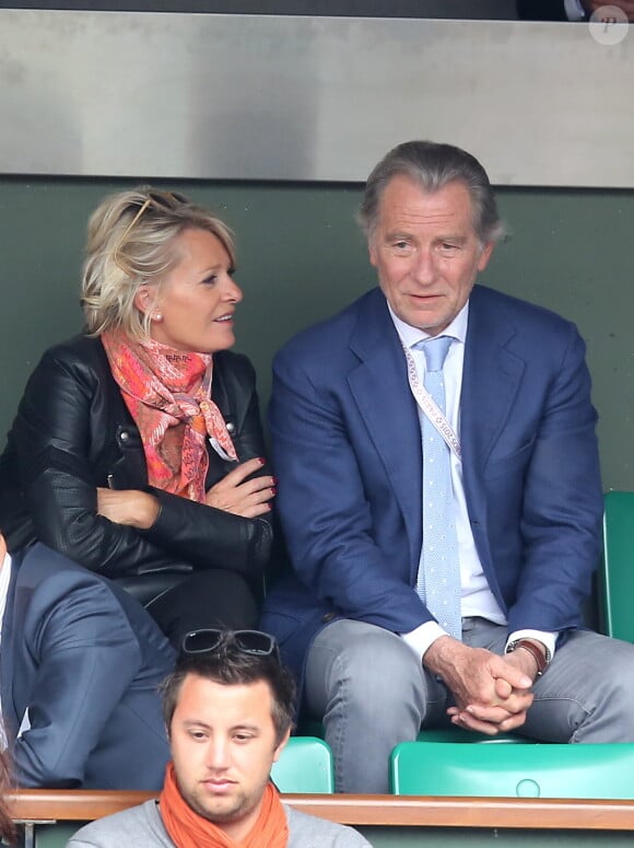 Sophie Davant et William Leymergie - People dans les tribunes des Internationaux de France de tennis de Roland Garros à Paris. Le 26 mai 2015