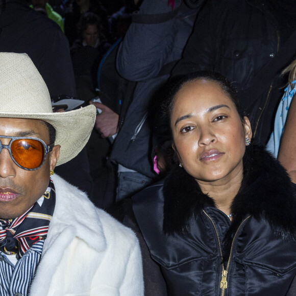 Pharrell Williams et sa femme Helen Lasichanh - Les célébrités lors du défilé Dior "Collection Homme Prêt-à-Porter Automne/Hiver 2024-2025" lors de la Fashion Week de Paris, le 19 janvier 2024. © Olivier Borde / Rindoff / Bestimage 