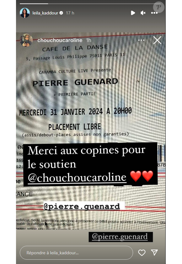 Leila Kaddour soutient publiquement son compagnon Pierre Guénard. Instagram