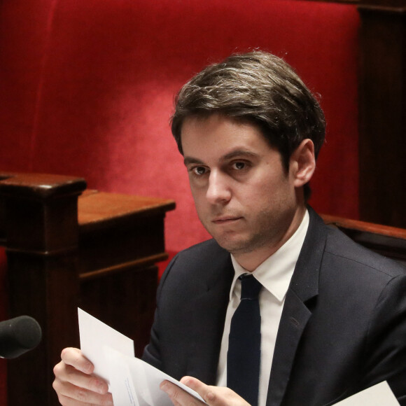 Elle a interpellé le Premier ministre Gabriel Attal au sujet du secrétariat d'état à l'enfance qui risque d'être supprimée
Le premier ministre, Gabriel Attal - Séance de questions au gouvernement à l'assemblée nationale, Paris, le 23 janvier 2024 © Stéphane Lemouton / Bestimage