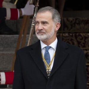 Le roi Felipe VI et la reine Letizia d'Espagne, la princesse Leonor assistent à la séance solennelle d'ouverture des Cortes Generales à Madrid.