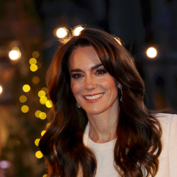 Catherine (Kate) Middleton, princesse de Galles, arrive au traditionnel concert de Noël "Together At Christmas" à l'abbaye de Westminster à Londres, Royaume Uni, le 8 décembre 2023. 