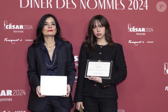 Vanessa Filho, Kim Higelin - Dîner des nommés des César 2024 au Fouquet's Paris, le 5 février 2024. © Olivier Borde / Bestimage