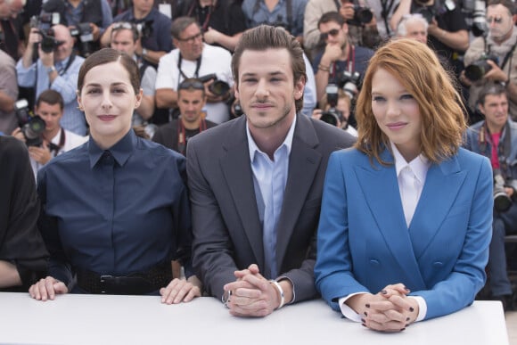 Amira Casar, Gaspard Ulliel, Léa Seydoux - Photocall du film "Saint Laurent" lors du 67ème festival international du film de Cannes, le 17 mai 2014.