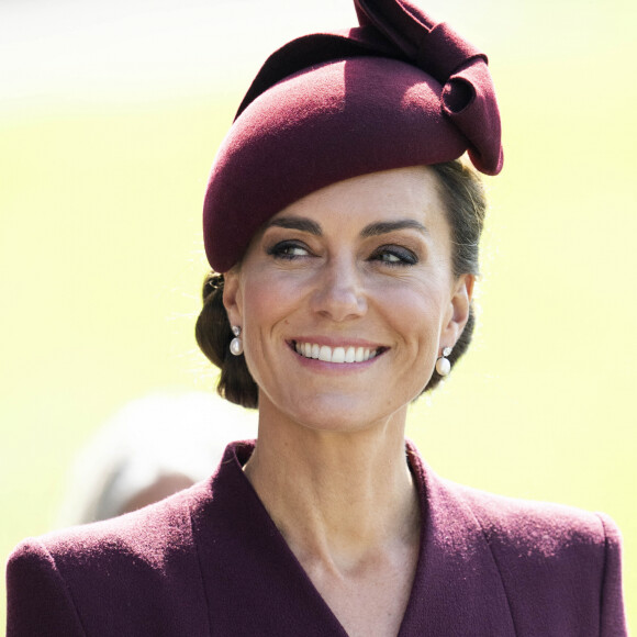 Le prince William, prince de Galles, et Catherine (Kate) Middleton, princesse de Galles assistent à un service religieux marquant le premier anniversaire de la mort de la reine Elizabeth II à la cathédrale St Davids à Haverfordwest dans le Pembrokeshire, pays de Galles, Royaume Uni, le 8 septembre 2023. 