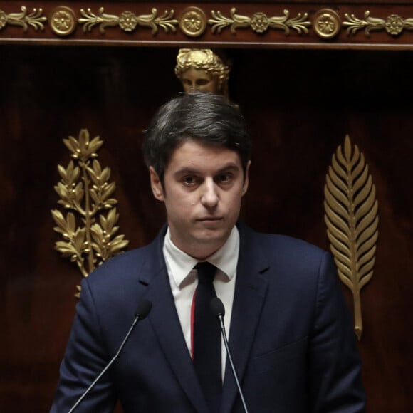 Discours de politique générale du Premier ministre, Gabriel Attal à l'Assemblée nationale, à Paris, France, le 30 janvier 2024. © Stéphane Lemouton/Bestimage 