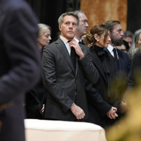 Le prince Emmanuel-Philibert de Savoie, La princesse Clotilde Courau de Savoie, Le prince Aimone et la princesse Olga de Savoie Aoste, La princesse Vittoria de Savoie - La cérémonie funéraire de Victor Emmanuel de Savoie, fils du dernier roi d'Italie, en la cathédrale Saint-Jean-Baptiste de Turin, le 10 février 2024.