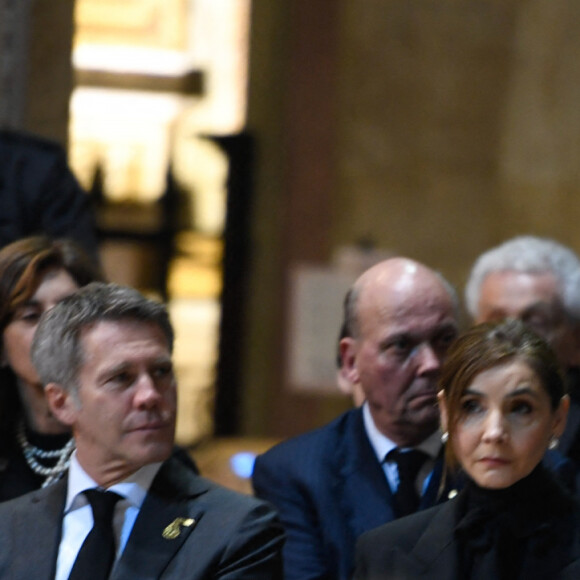 Le prince Dimitri de Yougoslavie,Eleonora Rajneri, Le prince Serge de Yougoslavie, La princesse Elena de Yougoslavie, Stanislas Fougeron, Marina Ricolfi Doria, Le prince Emmanuel-Philibert de Savoie, La princesse Clotilde Courau de Savoie, La princesse Vittoria de Savoie - La cérémonie funéraire de Victor Emmanuel de Savoie, fils du dernier roi d'Italie, en la cathédrale Saint-Jean-Baptiste de Turin, le 10 février 2024. 