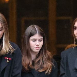 Les princesses Luisa et Vittoria de Savoie avec leur mère, la princesse Clotilde Courau de Savoie - Sorties des funérailles du prince Victor Emmanuel de Savoie en la cathédrale Saint-Jean-Baptiste de Turin le 10 février 2024. © Dominique Jacovides/Bestimage 