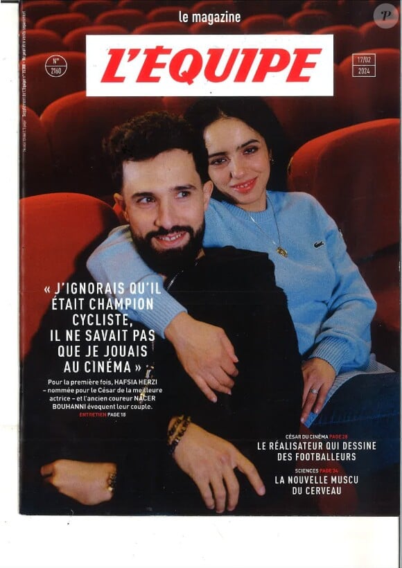 Couverture du magazine L'équipe avec Hafsia Herzi et Nacer Bouhanni.