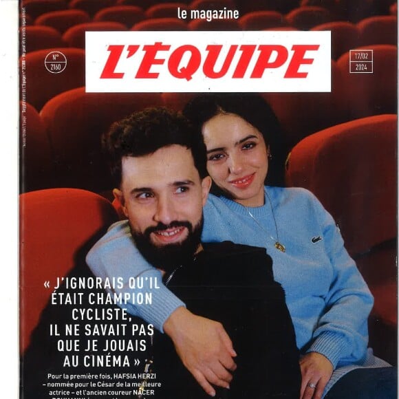 Couverture du magazine L'équipe avec Hafsia Herzi et Nacer Bouhanni.