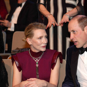 Le prince William et Cate Blanchett lors des BAFTA awards au Royal Albert Hall à Londres le 18 février 2024. © Jordan Pettitt/PA Wire/ABACAPRESS.COM