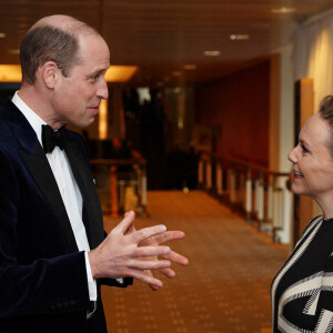 Le prince William avec Anna Higgs lors des BAFTA awards au Royal Albert Hall à Londres le 18 février 2024. © Jordan Pettitt/PA Wire/ABACAPRESS.COM