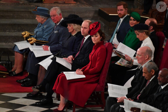 Le prince Edward, comte de Wessex, Sophie Rhys-Jones, comtesse de Wessex, Le prince William, duc de Cambridge, et Catherine (Kate) Middleton, duchesse de Cambridge, Le prince Harry, duc de Sussex, Meghan Markle, duchesse de Sussex - La famille royale d'Angleterre lors de la cérémonie du Commonwealth en l'abbaye de Westminster à Londres le 9 mars 2020. 