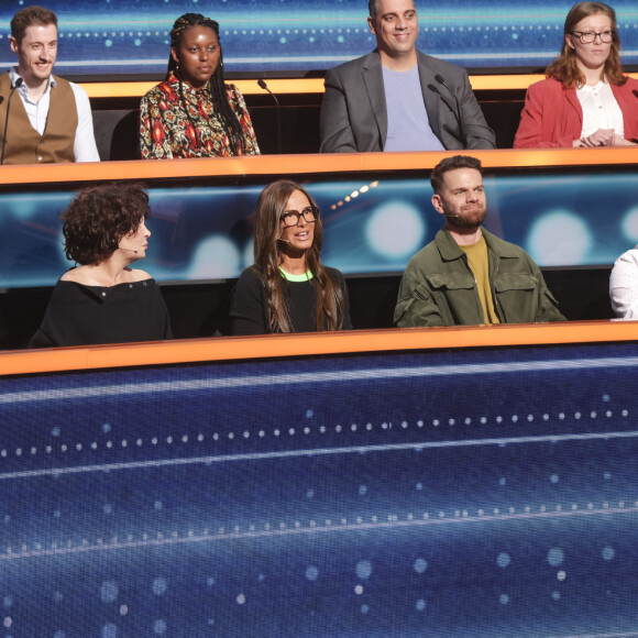 Exclusif - Isabelle Mergault, Nathalie Marquay, Keen V - Enregistrement de l'émission "100% Logique", présentée par C.Féraud et diffusée le 9 mars sur France 2 © Jack Tribeca / Bestimage