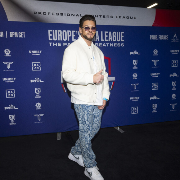Rayane Bensetti - Célébrités assistent aux combats de MMA, Professional Fighters League Europe (PFL) à l'accord Arena de Bercy à Paris le 7 mars 2024. © Pierre Perusseau/Bestimage