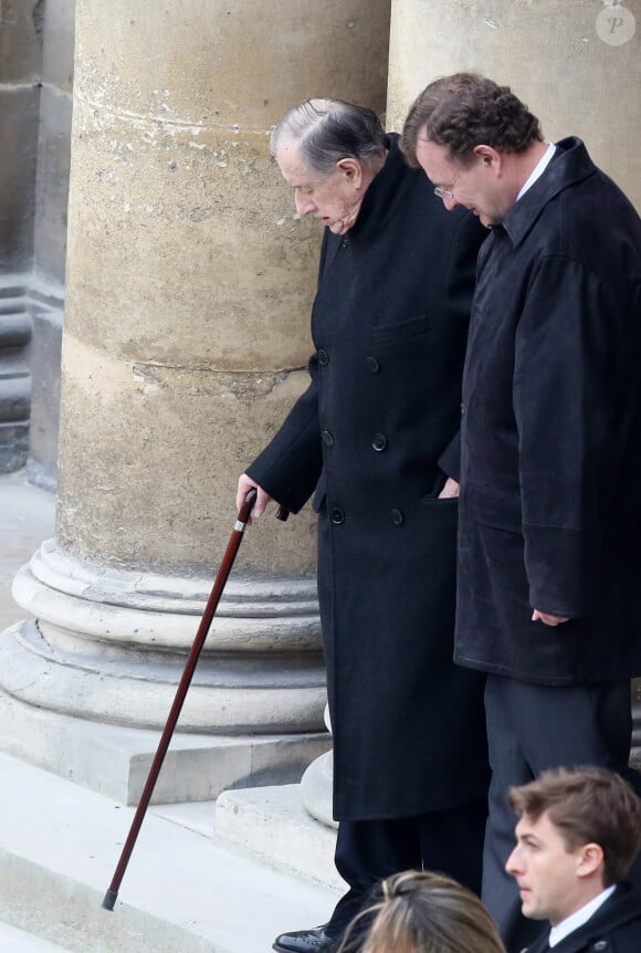 Amiral Philippe de Gaulle le 6 avril 2013 - Les obsèques d'Elisabeth de Gaulle, décédée à 88 ans, ont eu lieu en la cathedrale Saint-Louis des Invalides à Paris.