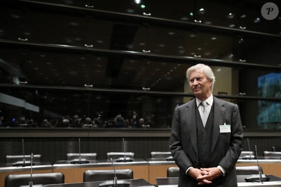 Vincent Bolloré, Président du conseil de surveillance de Vivendi, lors d'une audition devant la commission d'enquête parlementaire sur les procédures d'autorisation des services nationaux de télévision à l'Assemblée nationale, à Paris, le 13 mars 2024. © Stéphane Lemouton / Bestimage