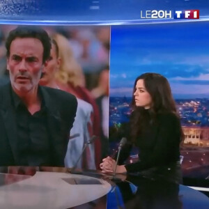 Captures d'écran d'Anouchka Delon qui a pris la parole face aux dernières accusations de son frère, Anthony sur le plateau du JT de Audrey Crespo-Mara sur TF1 le 7 janvier 2023.