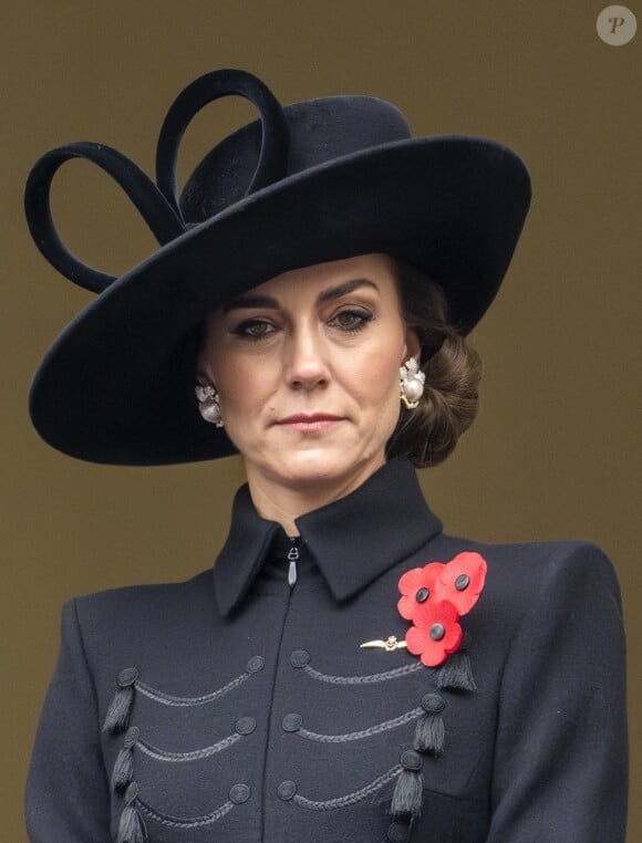 Catherine Kate Middleton, princesse de Galles - La famille royale honore les disparus des deux guerres mondiales lors de la cérémonie Remembrance Sunday ( Dimanche du souvenir ) au Cénotaphe à Londres le 12 novembre 2023.