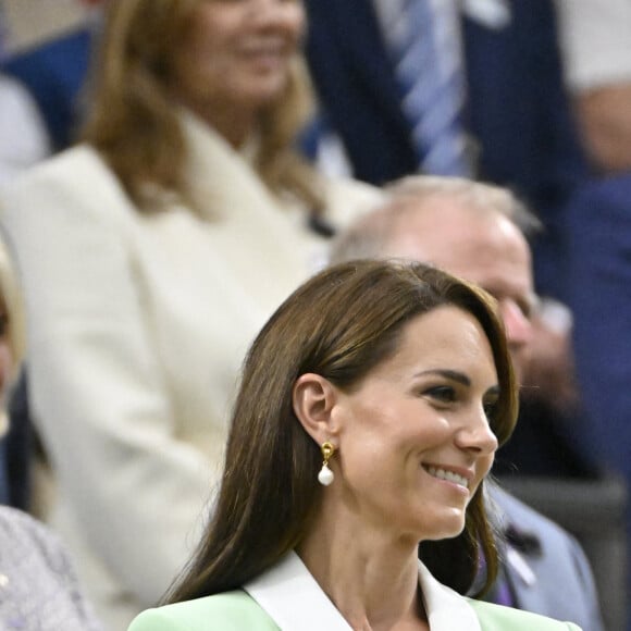 Catherine (Kate) Middleton, princesse de Galles, dans les tribunes du tournoi de Wimbledon 2023 à Londres, le 4 juillet 2023. 