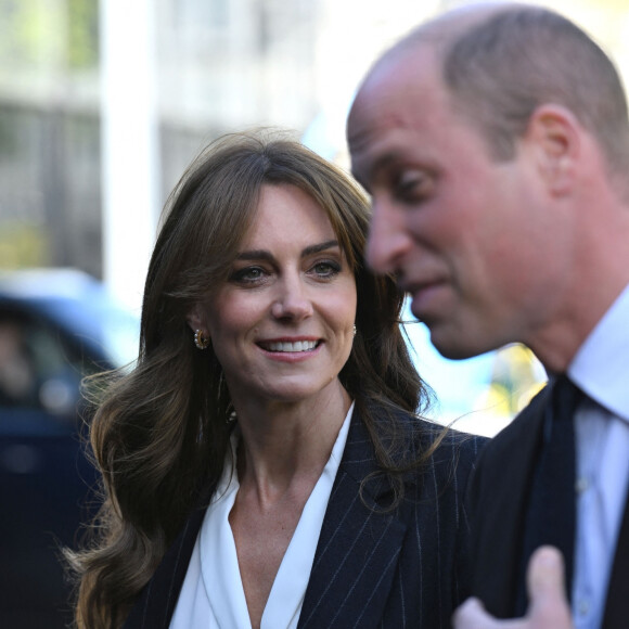 Le prince William, prince de Galles, et Catherine (Kate) Middleton, princesse de Galles, en visite au pavillon Grange à Cardiff, le 3 octobre 2023.