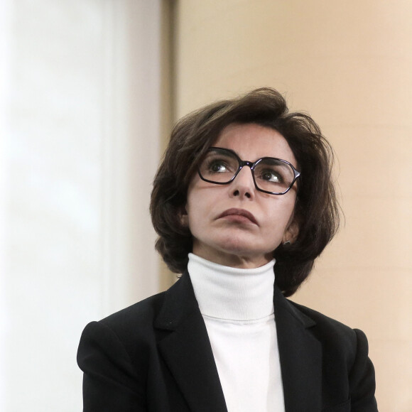 La ministre de la culture Rachida Dati, lors de la conférence de presse des Olympiades Culturelles au Musée du Luxembourg à Paris le 11 mars 2024. © Stéphane Lemouton / Bestimage 