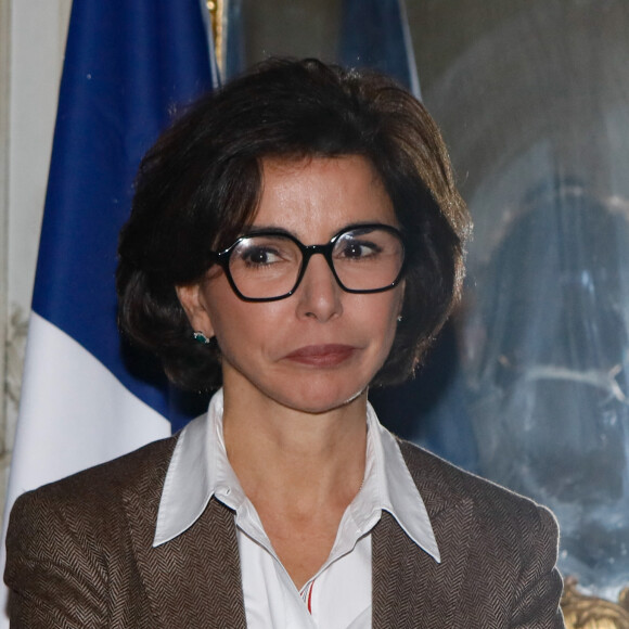 Rachida Dati, ministre de la Culture, lors de l'inauguration de l'exposition "Le discours de Simone Veil sur la loi relative à l'IVG-1974" aux Archives Nationales à Paris le 8 mars 2024, pour la journée internationale du droit des femmes. © Christophe Clovis / Bestimage 