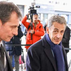 Nicolas Sarkozy - Obsèques de l'ancien ministre de la Culture Frédéric Mitterrand en l'Église Saint-Thomas d'Aquin à Paris. Le 26 mars 2024 © Moreau-Jacovides / Bestimage 