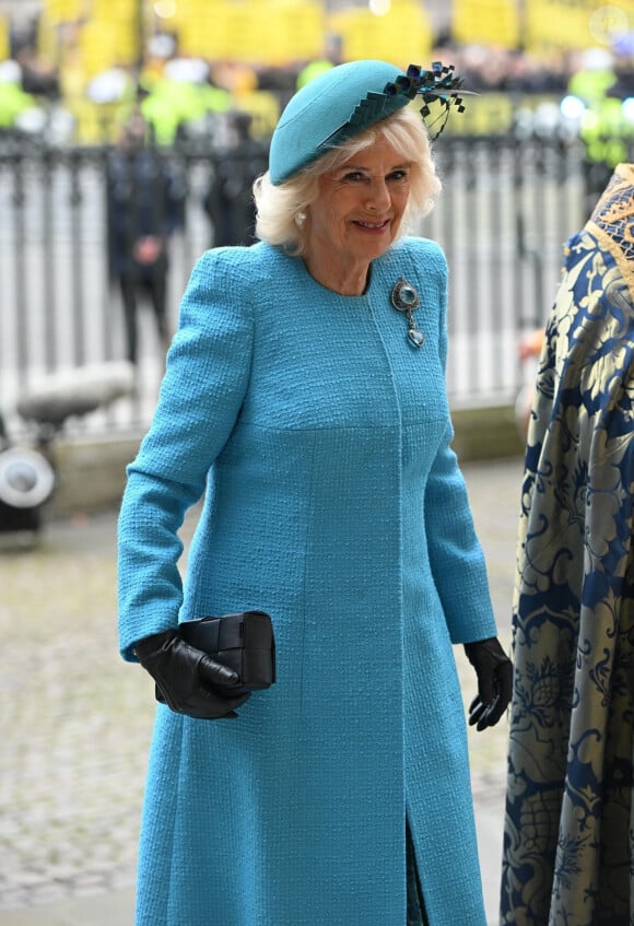 La reine Camilla pourrait donc retrouver Joe Biden, Justin Trudeau et Emmanuel Macron, présents ce jour-là, en solo
La famille royale britannique et les invités arrivent pour assister au service de célébration de la Journée du Commonwealth (Commonwealth Day) à l'abbaye de Westminster à Londres, célébré cette année en l'absence de Charles III et de Kate. Londres, le 11 mars 2024. 