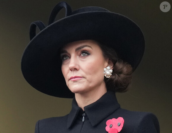 Kate Middleton - La famille royale honore les disparus des deux guerres mondiales lors de la cérémonie Remembrance Sunday (Dimanche du souvenir) au Cénotaphe à Londres le 12 novembre 2023.