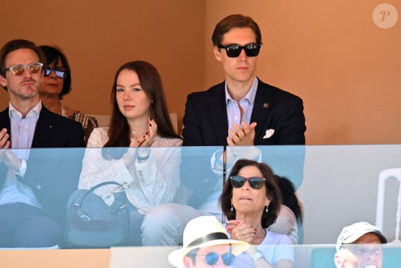 La princesse Alexandra de Hanovre et son compagnon Ben-Sylvester Strautmann durant le Masters 1000 de Monte-Carlo à Roquebrune-Cap-Martin, le 13 avril 2024 pour assister aux demi-finales. © Bruno Bebert / Bestimage 