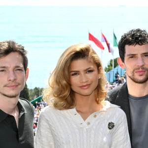 Mike Faist, Zendaya, Josh O'Connor - L'équipe du film Challengers pose au Masters 1000 de Monte-Carlo à Roquebrune-Cap-Martin le 13 avril 2024 © Bruno Bebert / Bestimage 