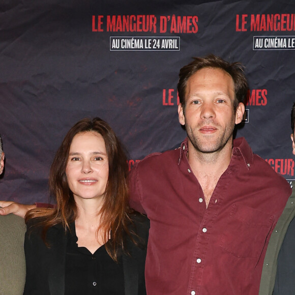 Alexandre Bustillo, Virginie Ledoyen, Paul Hamy et Julien Maury - Avant-première du film "Le mangeur d'âmes" au cinéma Max Linder à Paris le 16 avril 2024. © Coadic Guirec / Bestimage  Premiere of the movie "Le mangeur d'âme" at the Max Linder cinema in Paris on 16 April 2024.