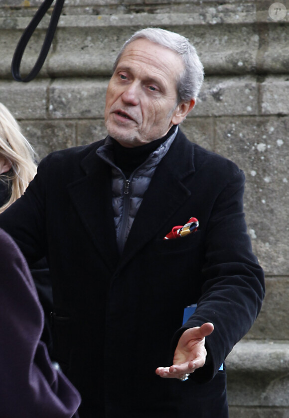 Exclusif - Dominique Duforest (fils de la productrice) connu pour etre la voix de l'emission de telerealite Secret Story sur TF1 - Obseques de Jacqueline Duforest en la collegiale Saint Aubin de Guerande, a Guerande en Loire Atlantique le 28 Novembre 2013.