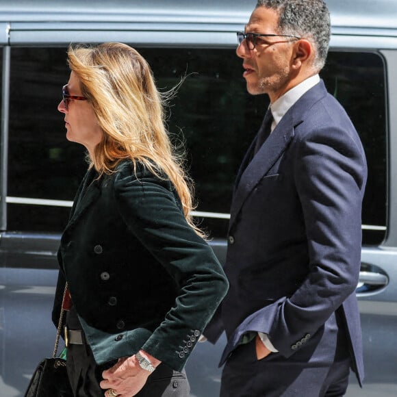 Sarah Poniatowski (Lavoine) et son compagnon Roschdy Zem - Arrivées aux obsèques du prince Jean-Stanislas Poniatowski en l'Eglise polonaise à Paris, France, le 29 avril 2024. © Jacovides-Moreau/Bestimage