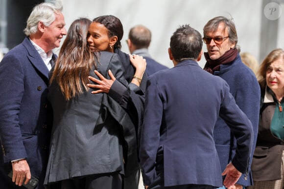 Fabrice Le Ruyet, Liya Kebede - Arrivées aux obsèques du prince Jean-Stanislas Poniatowski en l'Eglise polonaise à Paris, France, le 29 avril 2024. © Jacovides-Moreau/Bestimage