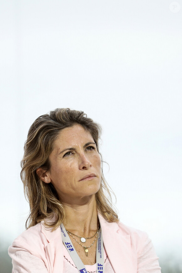 Julia de Funes, philosophe lors de la REF annuelle (Rencontre des Entrepreneurs de France), à l'Hippodrome de Longchamps, le 27 août 2020. Paris. © Stéphane Lemouton / Bestimage