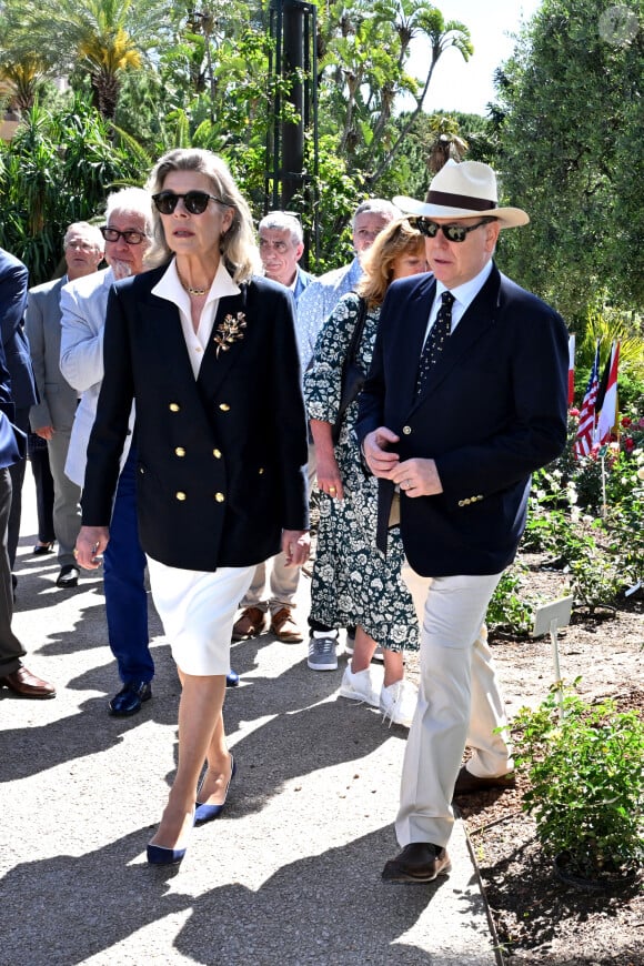 Le prince Albert II de Monaco et la princesse Caroline de Hanovre ont célébré les 40 ans d'existence de la Roseraie Princesse Grace, le 3 mai 2024, à Monaco. Créé en 1984 et rénové en 2014, ce jardin odorant est un hommage du Prince Rainier III à son épouse. Installé non loin du chapiteau de Fontvieille. Les 5000m² de cette roseraie, permettent de découvrir plus de 315 variétés de rosiers représentant 6000 pieds de rosiers, répartis en 7 thèmes. Toutes les opérations d'entretien ainsi que les animations proposées tout au long de l'année ont permis d'obtenir la labellisation Espace Végétal Ecologique (EVE) " ECOCERT " pour ce site. © Bruno Bebert / Bestimage 