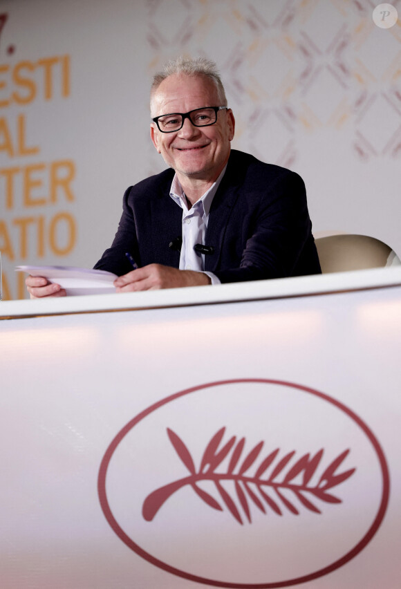 Thierry Frémaux, délégué général du festival de Cannes lors de la conférence de presse pour annoncer la sélection officielle du 77ème Festival de Cannes à l'UGC Normandie à Paris le 11 avril 2024. © Dominique Jacovides / Bestimage 