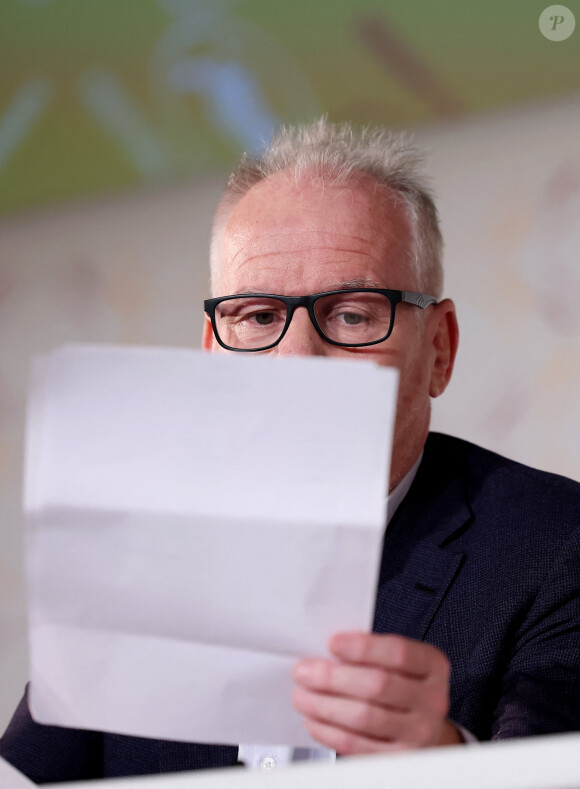 Thierry Frémaux, délégué général du festival de Cannes lors de la conférence de presse pour annoncer la sélection officielle du 77ème Festival de Cannes à l'UGC Normandie à Paris le 11 avril 2024. © Dominique Jacovides / Bestimage 