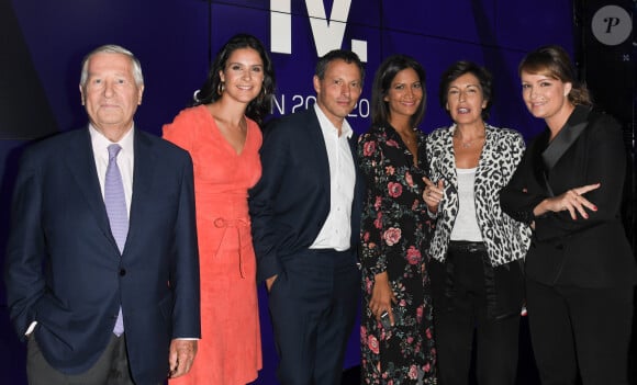 Marc-Olivier Fogiel, PDG de BFM.TV, Aurélie Casse, Ruth Elkrief, Apolline de Malherbe, Alain Duhamel, Adeline François - Conférence de presse de rentrée de BFM.TV à Paris le 5 septembre 2019. © Guirec Coadic / Bestimage