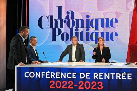 Bruce Toussaint, Marc-Olivier Fogiel, Christophe Delay et Adeline François - Conférence de rentrée 2022/2023 BFM TV à Paris le 6 septembre 2022. © Coadic Guirec/Bestimage