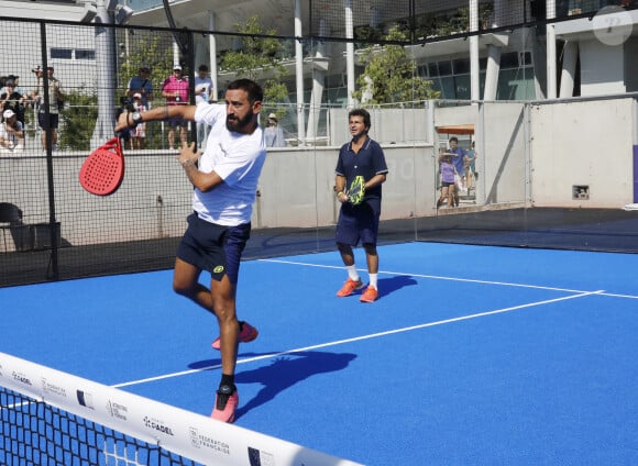 Exclusif - Cyril Hanouna, David Marouani - Tournoi des personnalités lors du Greenweez Paris Major Premier Padel 2023 à Roland Garros à Paris le 10 septembre 2023. © Marc Ausset-Lacroix/Bestimage  No Web - Belgique et Suisse 