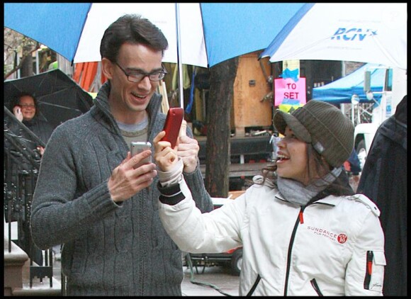America Ferrera et Christopher Gorham sur le tournage d'Ugly Betty à New York le 12 mars 2010