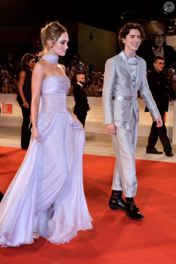 Lily-Rose Depp, Timothée Chalamet assistant à la première de The King dans le cadre de la 76e Mostra de Venise à Venise, en Italie, le 2 septembre 2019. Photo par Tony Clifton/Splash News/ABACAPRESS.COM