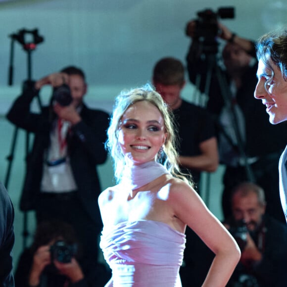 Lily-Rose Depp et Timothee Chalamet assistant à la première de The King dans le cadre de la 76e Mostra de Venise, le 02 septembre 2019. Photo par Aurore Marechal/ABACAPRESS.COM