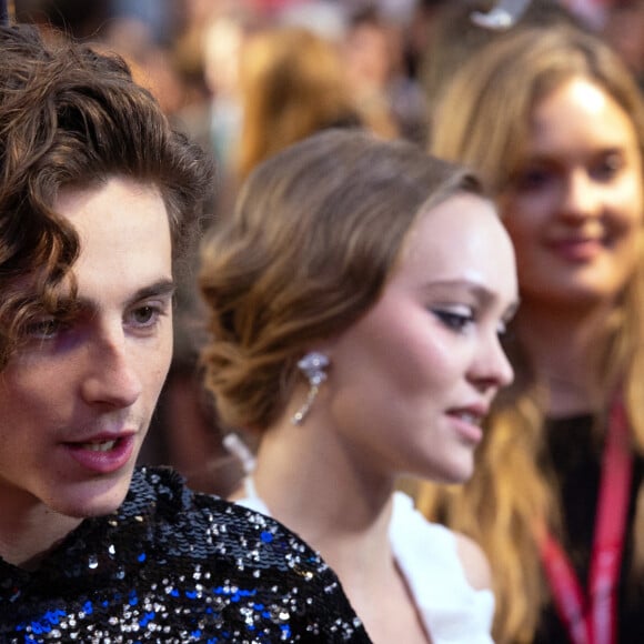 Timothee Chalamet et Lily-Rose Depp assistant à la première de The King lors du 63e BFI London Film Festival à Londres, en Angleterre, le 03 octobre 2019. Photo par Aurore Marechal/ABACAPRESS.COM